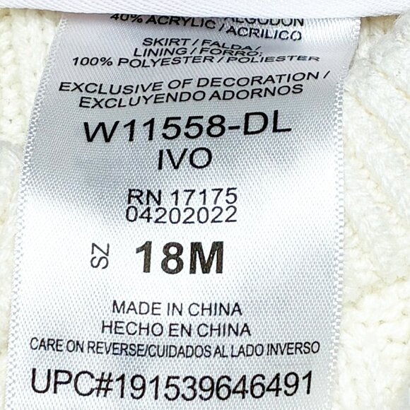 Bonnie Baby Cream/Vanilla Sweater Toddler Dress Size 18 M - Picture 4 of 4